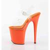Pleaser - FLAMINGO808 Sandale à bride à la cheville, Pole dance chaussures - Transparent/Orange Product image
